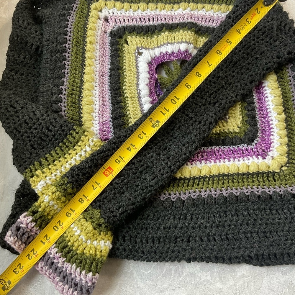 Handmade Crochet Granny Square Sweater Boho Fairycore WItchy Top S/M - Picture 4 of 7